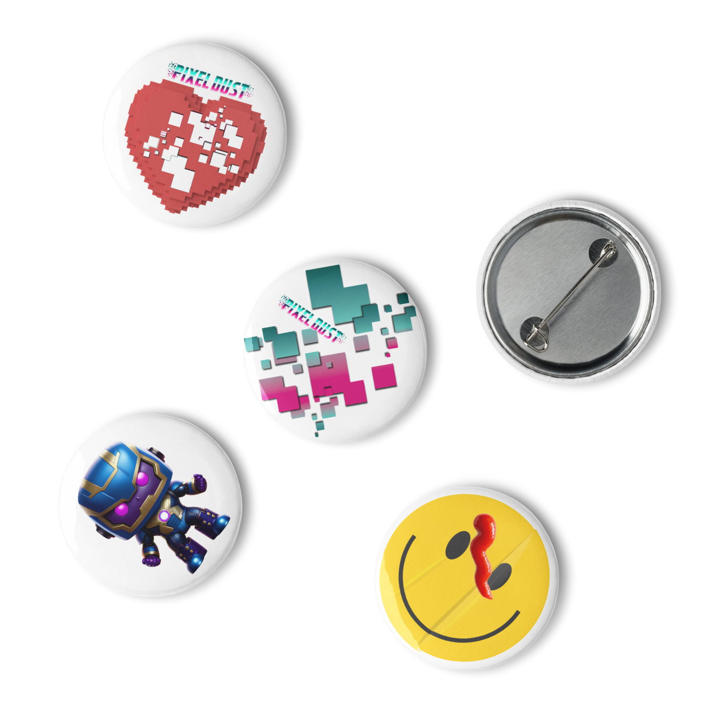 Limited Edition PixelDust Set of 5 pin buttons
