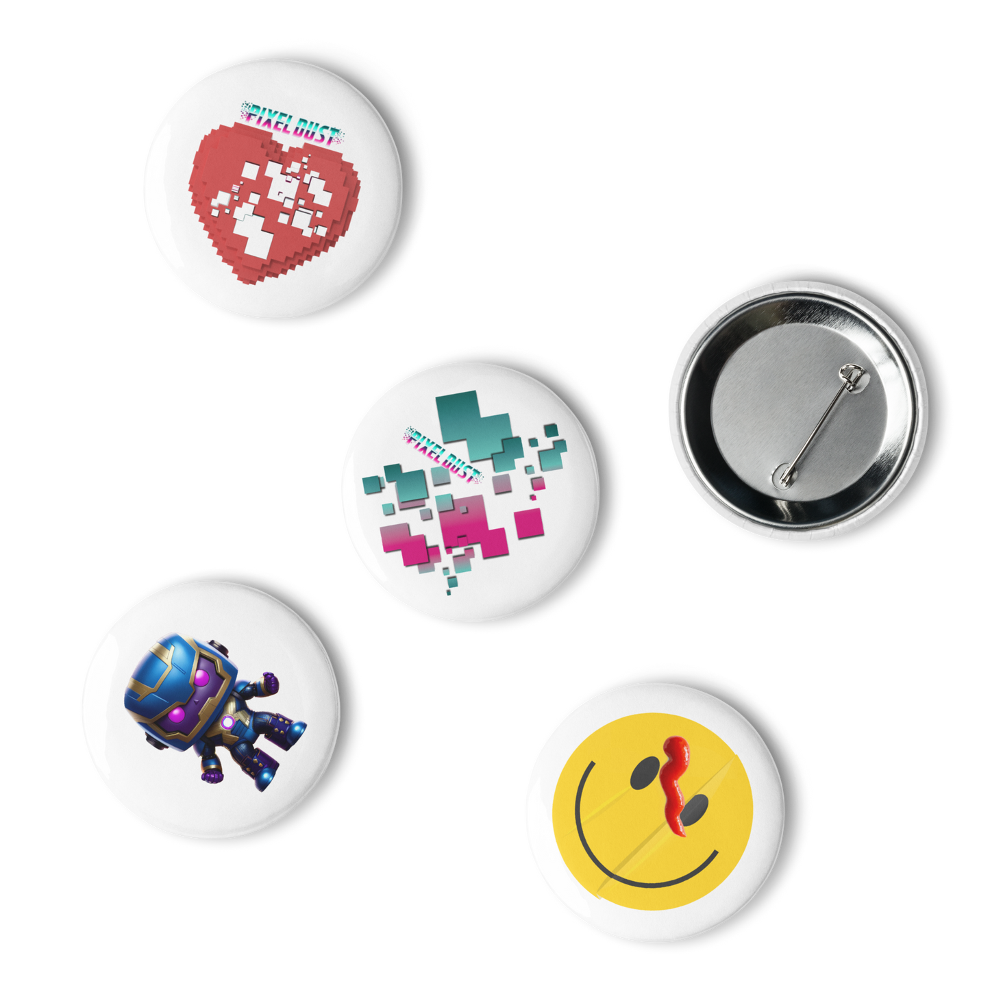 Limited Edition PixelDust Set of 5 pin buttons